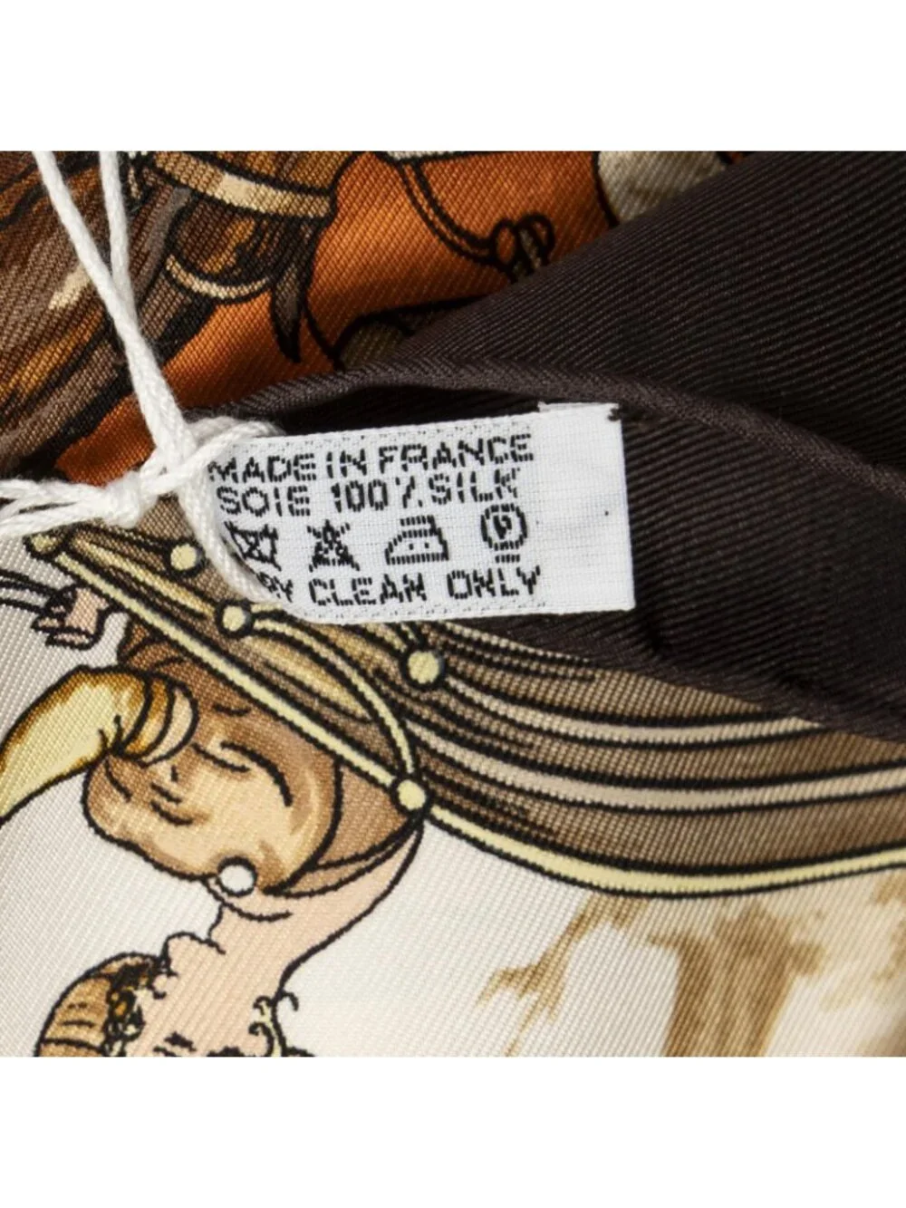 ★SOLD★ Hermes Scarf Dark Brown Beige 100% Gold Twill Silk - Picture 5 of 5